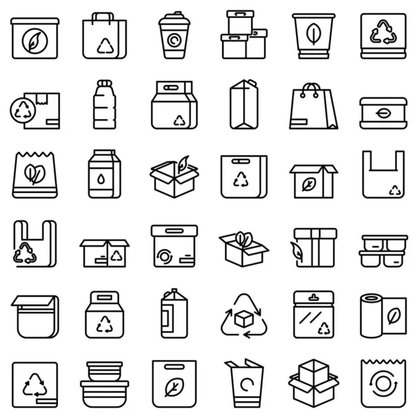 Set di icone di imballaggio ecologico, stile contorno — Vettoriale Stock