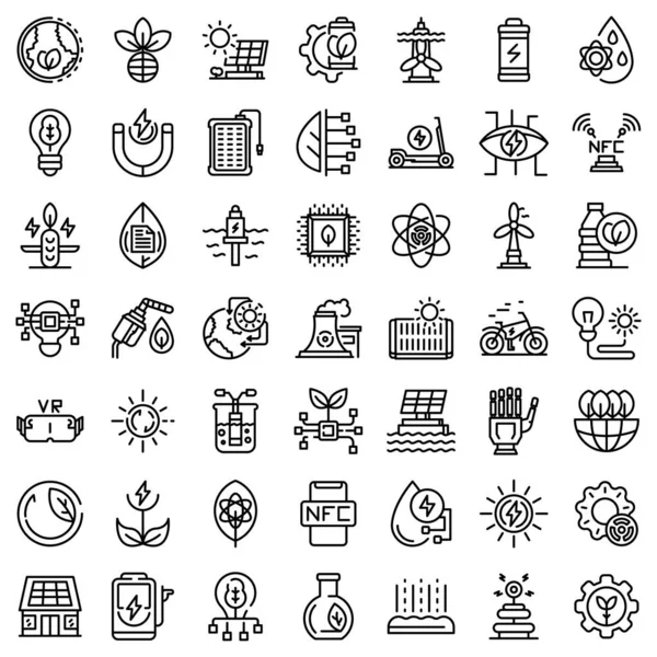 Set di icone dell'innovazione ecologica, stile di contorno — Vettoriale Stock