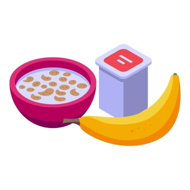 Muzlu müsli öğle yemeği ikonu, izometrik stil