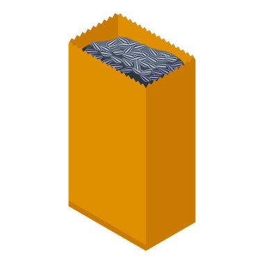 Eko paket ayçiçeği tohumu simgesi, izometrik biçim