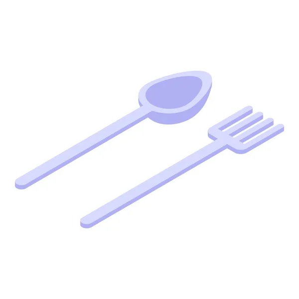 Обідня ложка значок виделки, ізометричний стиль — стоковий вектор