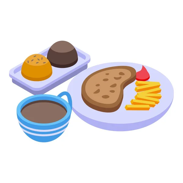 Almuerzo icono de la comida de café, estilo isométrico — Vector de stock