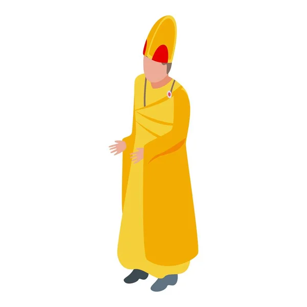 Золота ікона священик одягу, ізометричний стиль — стоковий вектор