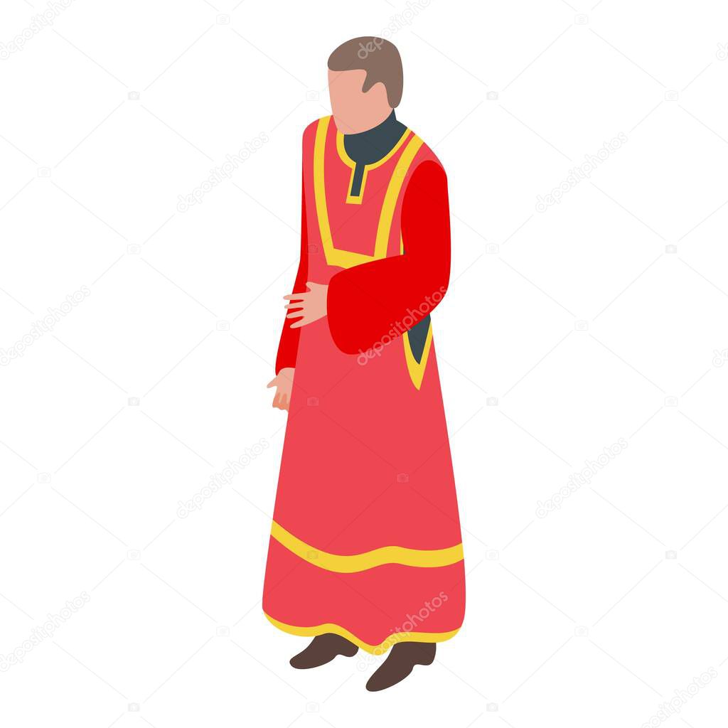 Priest red clothes icon, isometric style