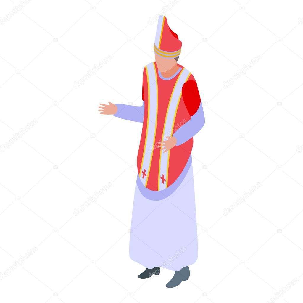 Catholic priest icon, isometric style
