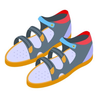 Çocuk sandaletleri simgesi, izometrik biçim