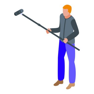 Sinema ses yapımcısı mikrofon simgesi, izometrik biçim