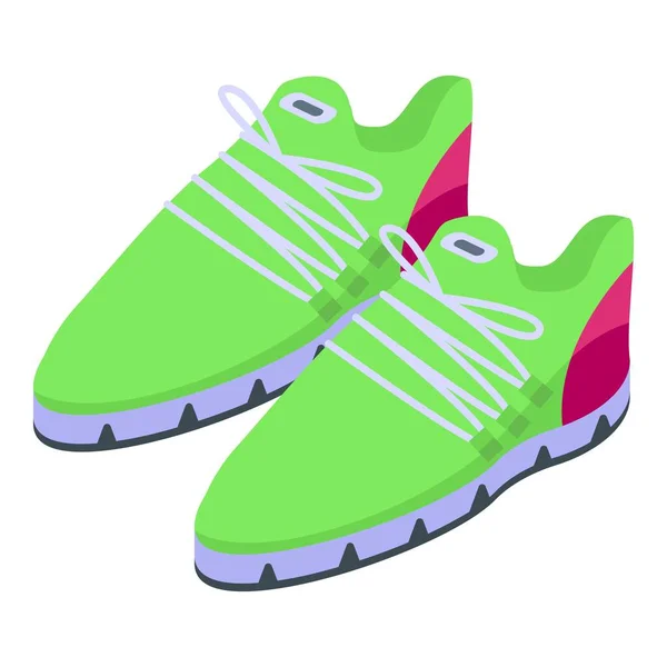 Icono de zapatillas verdes, estilo isométrico — Vector de stock