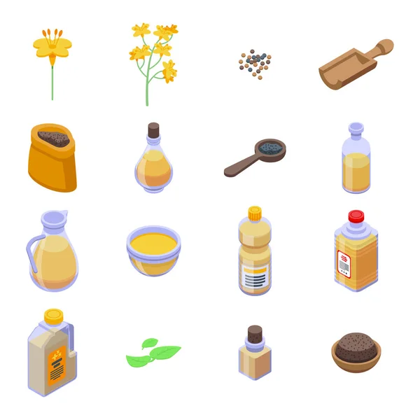 Conjunto de iconos de canola, estilo isométrico — Vector de stock