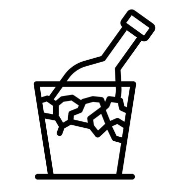 Şampanya şişesi buz ikonu, taslak tarzı.