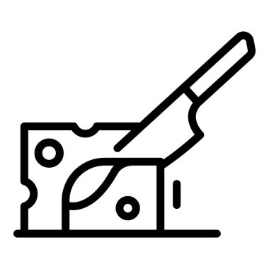 Restoran bıçağı peynir ikonu, taslak tarzı