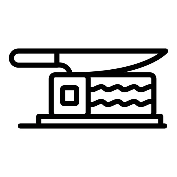 菜刀寿司图标,轮廓风格 — 图库矢量图片