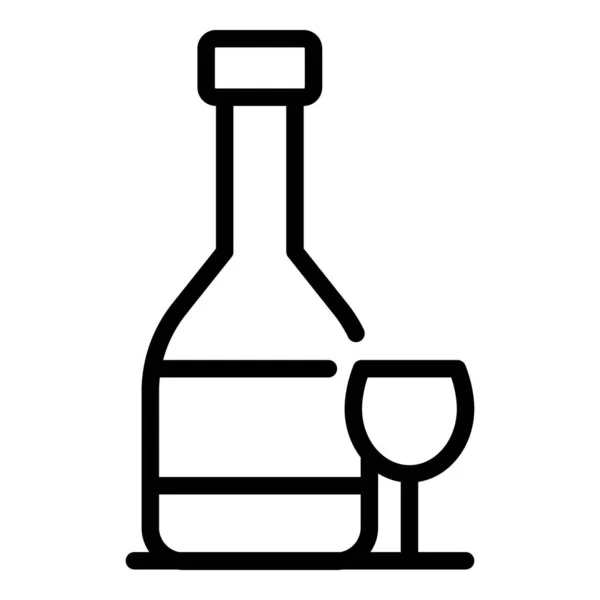 Restaurante icono de la botella de vino, el estilo del esquema — Archivo Imágenes Vectoriales