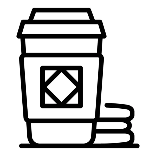 Taza de café para ir icono, contorno de estilo — Vector de stock