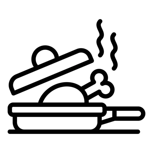 Icona di pollo caldo, stile contorno — Vettoriale Stock