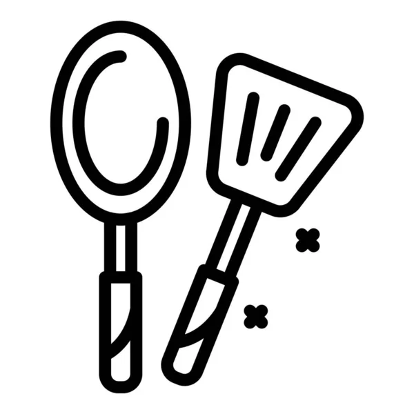 Outil spatule restaurant icône, style contour — Image vectorielle