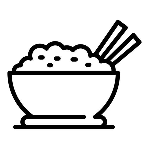 Icône bol de riz, style contour — Image vectorielle