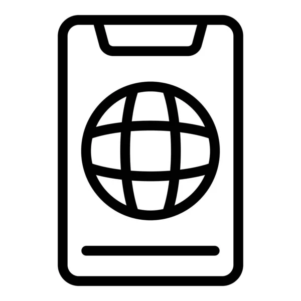 Ikona telefonu Globe, styl osnovy — Stockový vektor