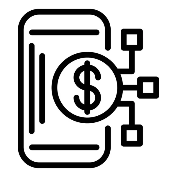 Karta bankowa ikona mobilna, styl konturu — Wektor stockowy