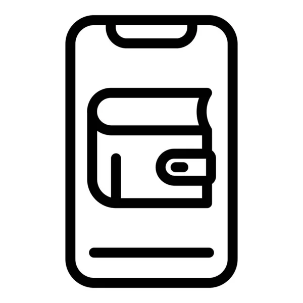 Ícone carteira móvel, estilo esboço — Vetor de Stock