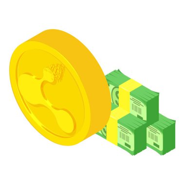 Bitconnect cryptocurrency icon, isometric style clipart