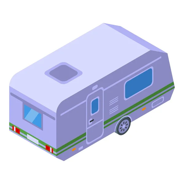 Camp bus trailer icon, isometric style — Stock Vector