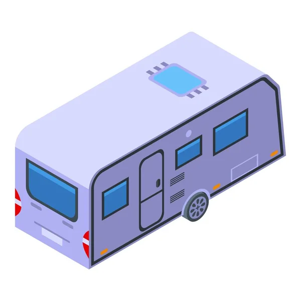 Modern camp trailer icon, isometric style — Stock Vector