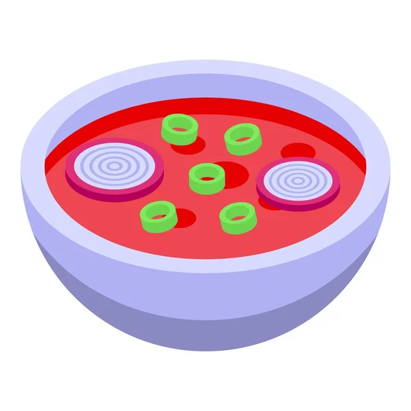 Ícone de sopa vermelha indiana, estilo isométrico — Vetor de Stock