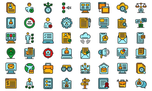 Online job search icons set vector flat — Stock Vector