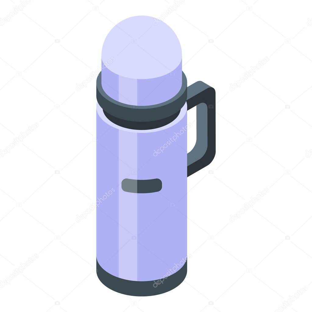 Thermos bottle icon, isometric style