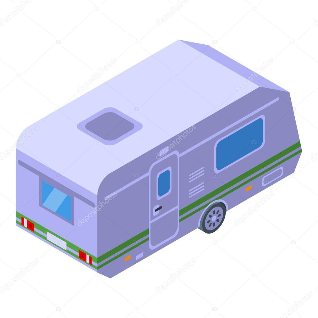 Camp bus trailer icon, isometric style