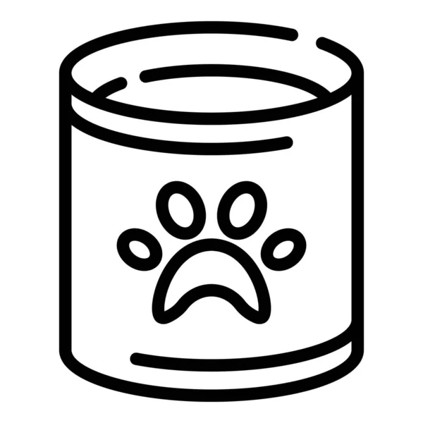 Paw canned food icon, outline style — Stock Vector