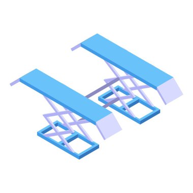 Araba kaldırma atölyesi simgesi, izometrik stil