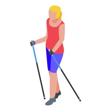 İskandinav yürüyen ekipman simgesi, izometrik biçim