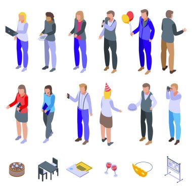 Olay yönetim simgeleri ayarlandı, izometrik biçim