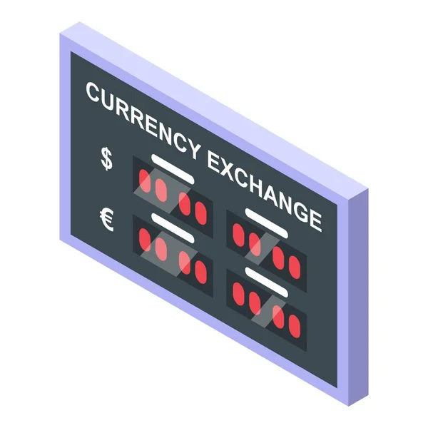 Banco icono de cambio de divisas, estilo isométrico — Vector de stock