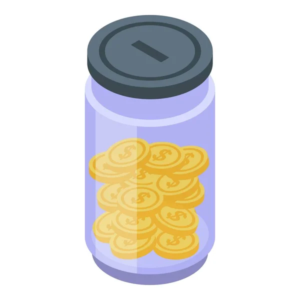 Banco icono del frasco de moneda, estilo isométrico — Vector de stock