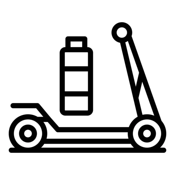 Pełna ikona skutera elektrycznego baterii, w stylu zarysu — Wektor stockowy