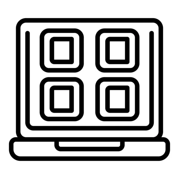 Laptop ebook ikon, körvonalazott stílus — Stock Vector