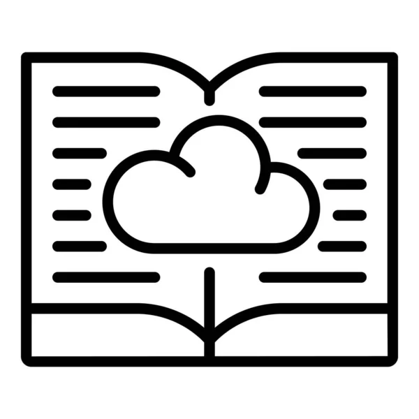 Livre lire les données icône nuage, style contour — Image vectorielle