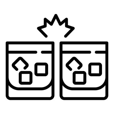 Şerefe konyak buz küpü ikonu, taslak tarzı