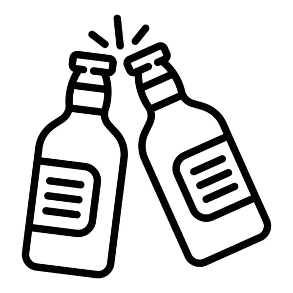 Botella de cerveza vítores icono, estilo de contorno — Archivo Imágenes Vectoriales
