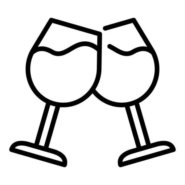 Cheers wine glasses icon, outline style — Stock Vector