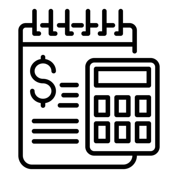 Mentor geld calculator pictogram, omtrek stijl — Stockvector