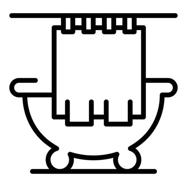 Duschvorhang Badewanne Symbol, Umriss Stil — Stockvektor