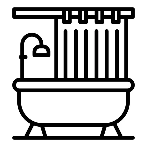 シャワーカーテンアイコン、アウトラインスタイル — ストックベクタ