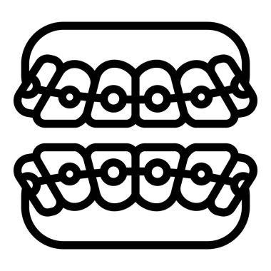 Dişleri tutan diş teli simgesi, özet biçimi
