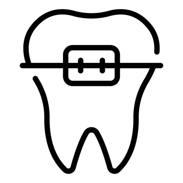 Tandheelkundige kliniek beugels pictogram, omtrek stijl — Stockvector