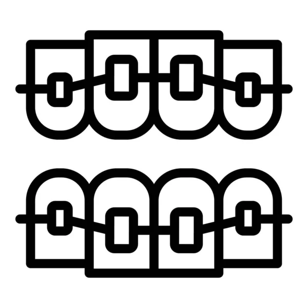 Metall-Zahnspange Symbol, Umriss Stil — Stockvektor