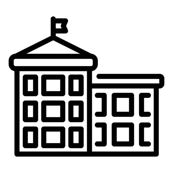 Schoolgebouw icoon, outline stijl — Stockvector